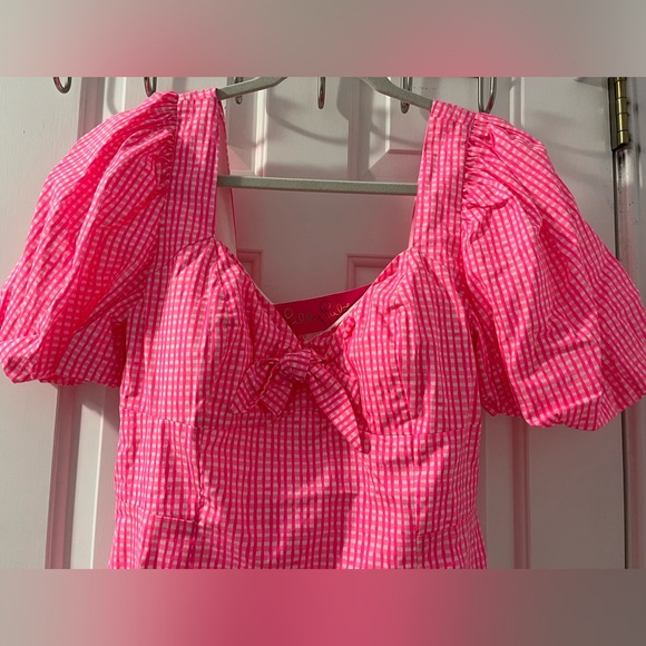NWT Lilly Pulitzer Nilany Romper Size 8 Pink Isle Along the Same Line (Barbie) - Picture 3 of 5